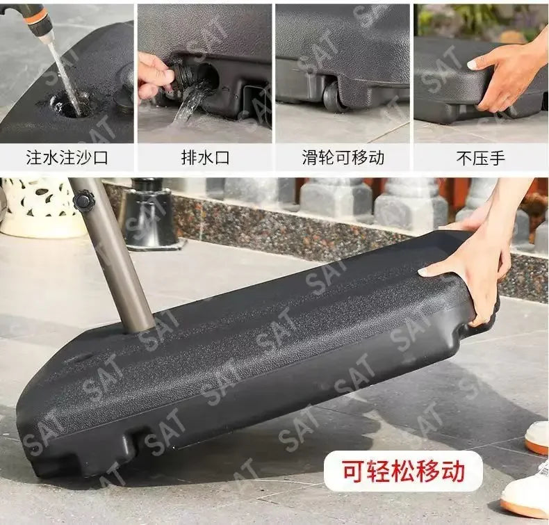 -Three-headed Parasol Outdoor Courtyard Leisure Umbrella With Big Umbrella Set Outside And Big Umbrella Stall Outdoor Garden