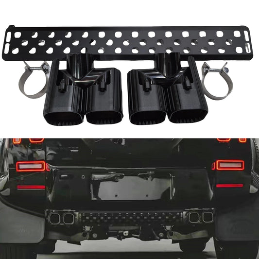 For Land Rover Defender 90 110 130 3.0L 2020-2025 Rear Bumper Lower Guard Plate Grille Mesh Cover Panel+Muffler Tip Exhaust Pipe