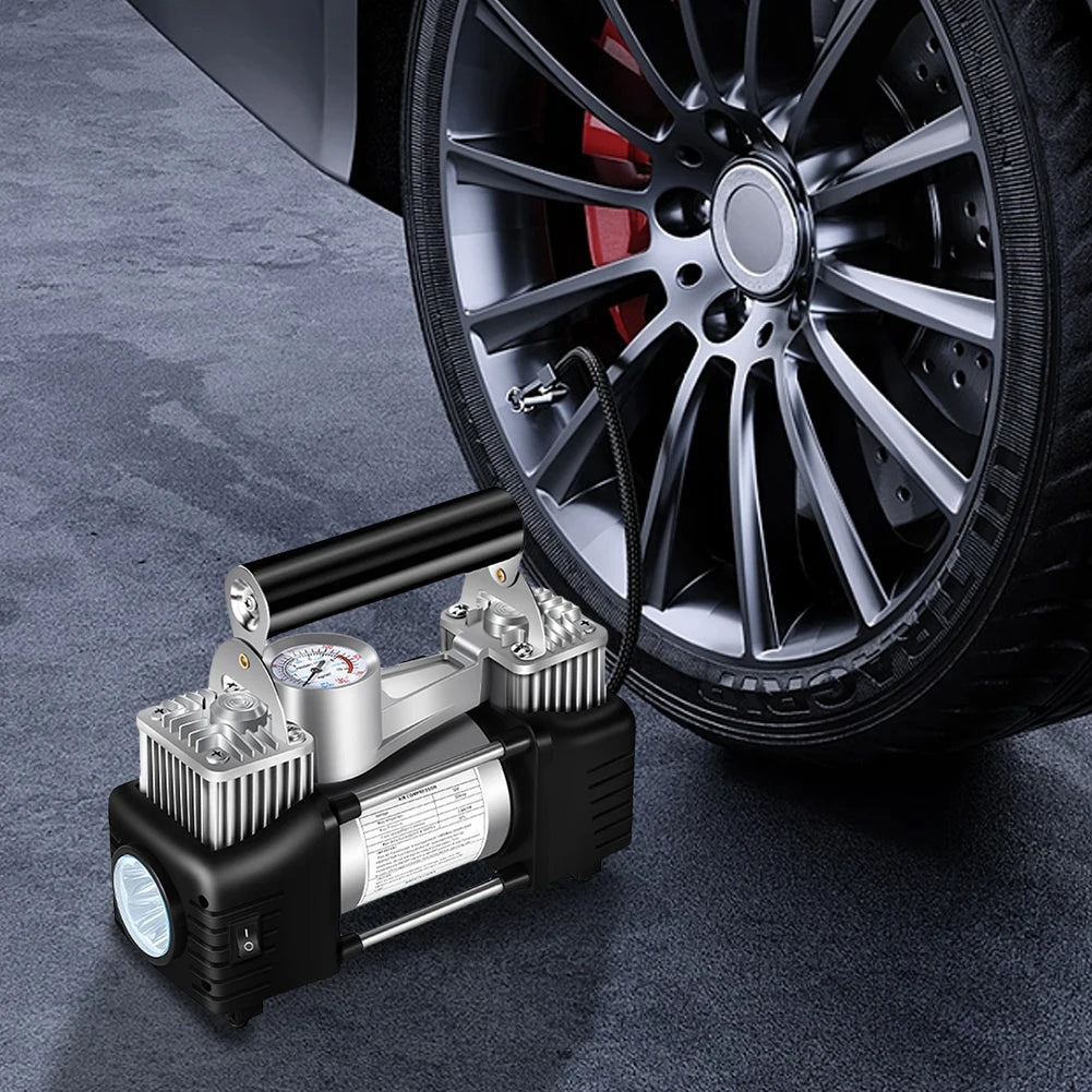 12V Portable Dual Cylinder Air Pump Heavy Duty Car Truck Air Compressor 150PSI Car Digital Tyre Inflator Tyre Inflatable Pump