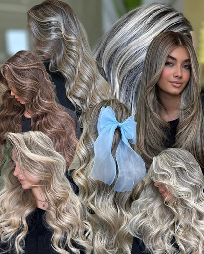 Trendy Wigs Free Part Ombre Golden Blonde Highlights Synthetic HD Lace Front Wig Preplucked Hairline High Quality Wig for Women