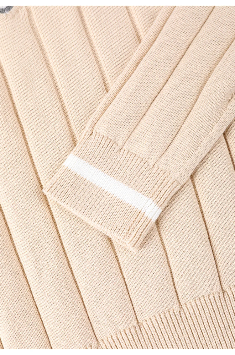 BY4521246 Women's Luxurious V-Neck Long Sleeve Sweater 100% Cotton Casual Knitted Pullover Fall Winter 2025