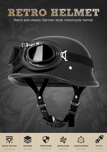 Motorcycle Helmet Fashion Capacete De Moto Retro Casco Moto German Vintage Moto Helmet DOT Certification Half Helmet Men Women