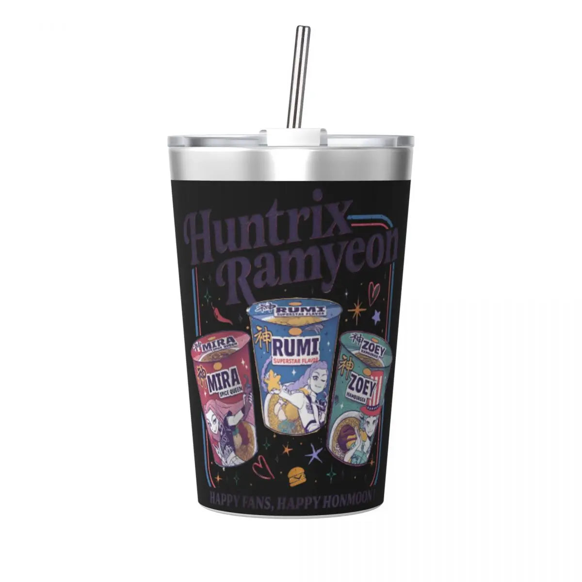Mystery Saja Boys Kpop Demon Hunters Tumbler With Straw For Kids Stainless Steel Travel Mugs Double Wall Vacuum Insulated 12oz