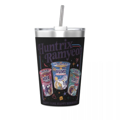 Mystery Saja Boys Kpop Demon Hunters Tumbler With Straw For Kids Stainless Steel Travel Mugs Double Wall Vacuum Insulated 12oz