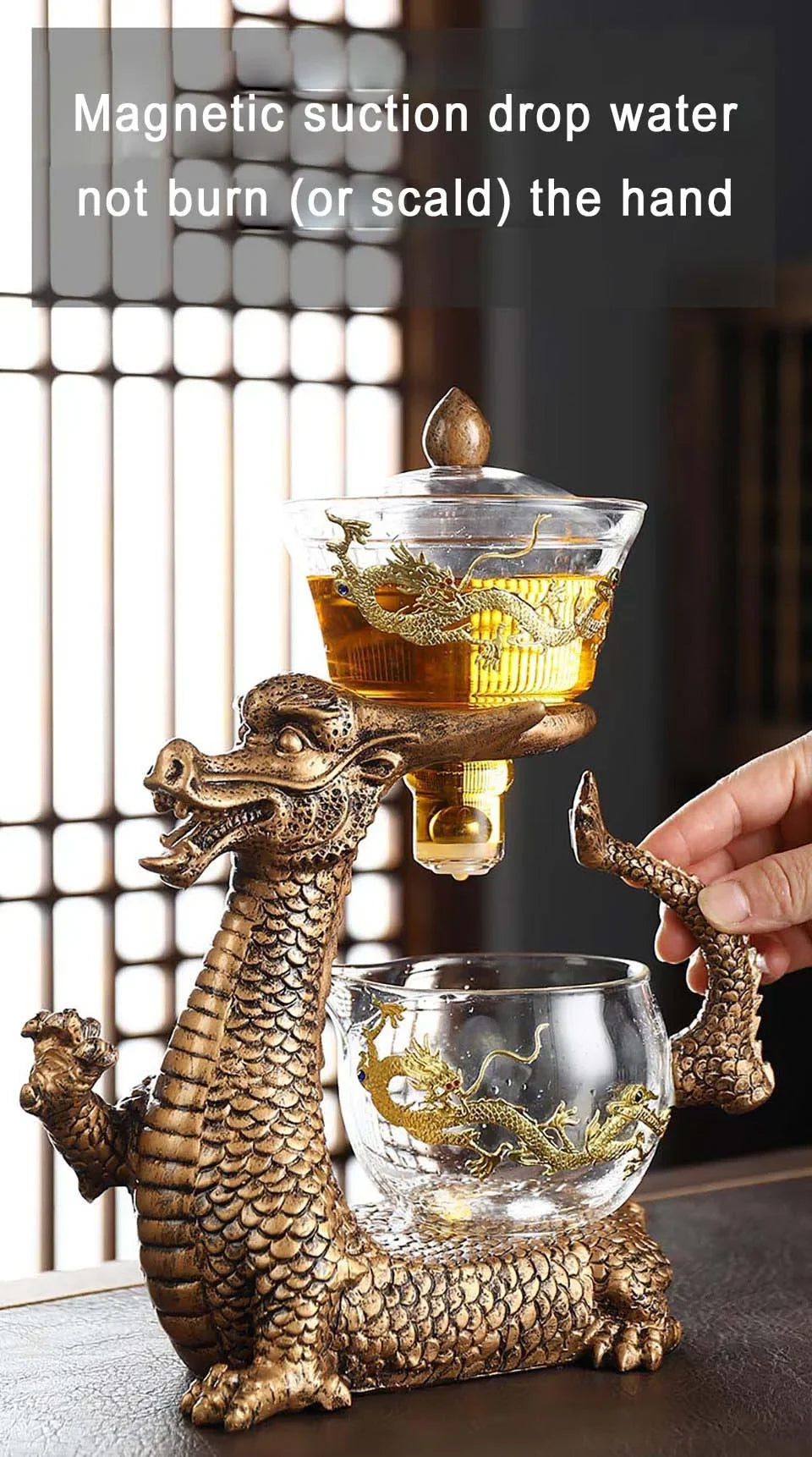 New Creative Dargon Teapot Full Automatic Glass Tea Set Pu'er Oolong Magnetic Suction Cup Teapot