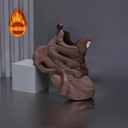 Chunky Platform Hidden Height Increasing Sneakers Casual Lace Up Shoes In White And Grey With Hollow Out Design For Streetwear