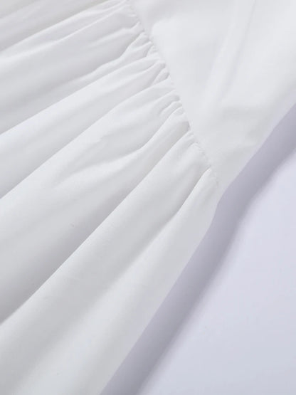 Minimalist White Boat Neck Midi Dress Women Elegant Cap Sleeve A-line Flare Eyelet Embroidery Vestido Wedding  Formal Party Gown