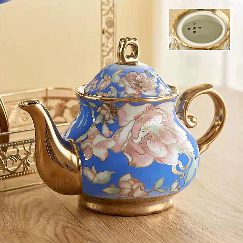 900ML European British Teapot  Porcelain High-Capacity Tea Pot With Filter Luxury Teaware Heat Resistant Kettle Pot Ceramic