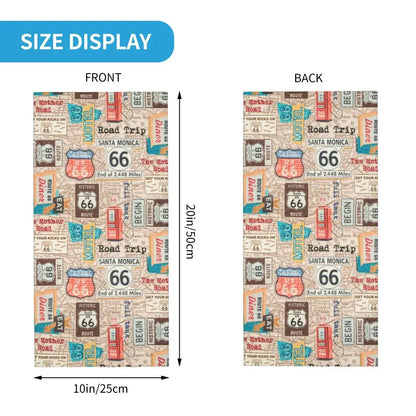 Custom Travel Motorcycle Ride Route 66 Bandana Winter Neck Warmer Windproof Wrap Face Scarf for Hiking Highways Gaiter Headband