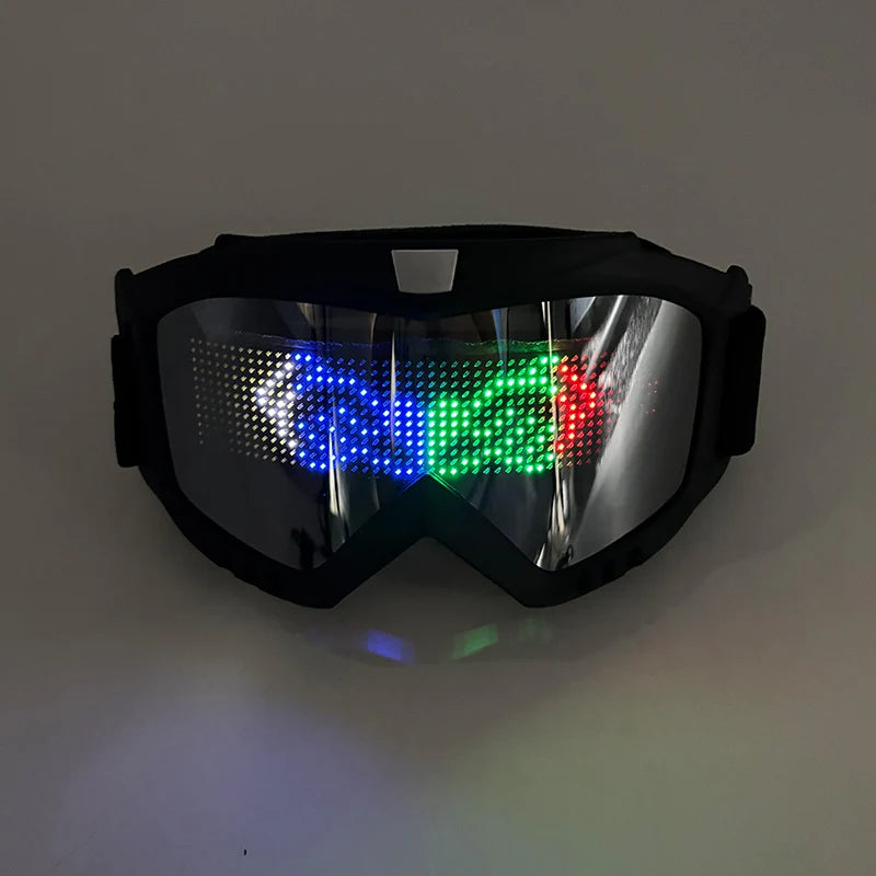 LED Bluetooth Goggles Halloween Christmas Disco Bar Neon Accessories Futuristic Luminous Glasses Bluetooth Diy LED Glasses