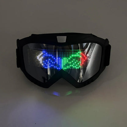 LED Bluetooth Goggles Halloween Christmas Disco Bar Neon Accessories Futuristic Luminous Glasses Bluetooth Diy LED Glasses