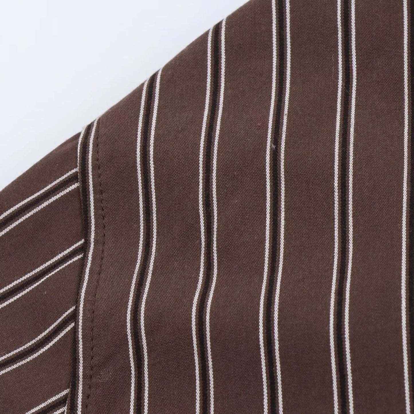 EDSA Women Brown Batwing Stripe Shirt Long Sleeves with Cuffs Patch Pockets Button-up Front for Office Lady Blouse