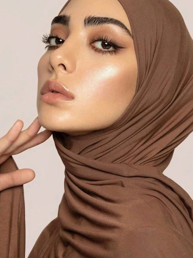 28Color Modal Cotton Jersey Hijab Scarf Ramadan Long Muslim Shawl Plain Solid Soft Turban Wraps For Women Headband