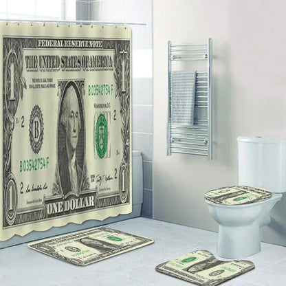 US Dollar Bill Banknotes Bathroom Shower Curtain Set for  Money Currency Notes Bath Mat Rug  Toilet Carpet Home Decor