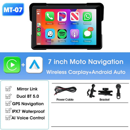 Jansite 5/7 inch Portable Carplay Motorcycle DVR GPS Navigation IPX7 Waterproof LCD Display For Wireless CarPlay Android Auto