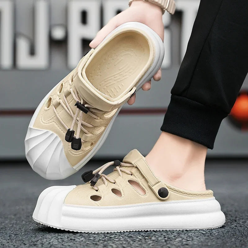 Fashion Men Sandals Summer Half Slippers Outdoor Women Beach Shoes Couple Walking Sneakers Comfortable Breathable Casual Shoes