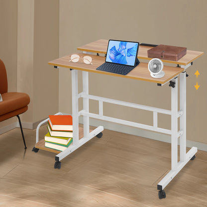 Multi Functional Foldable Computer Desk Adjustable Portable Laptop Desk Modern Computer Desk Computer with Wheels for Work Study