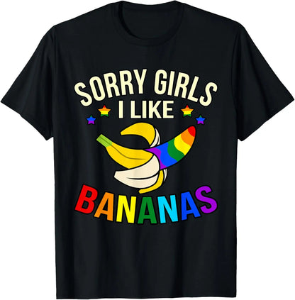 "Sorry Girl I Love Banana" Fun LGBTQ Gay Pride T-shirts Men Short Sleeve Fashion Streetwear Tshirts