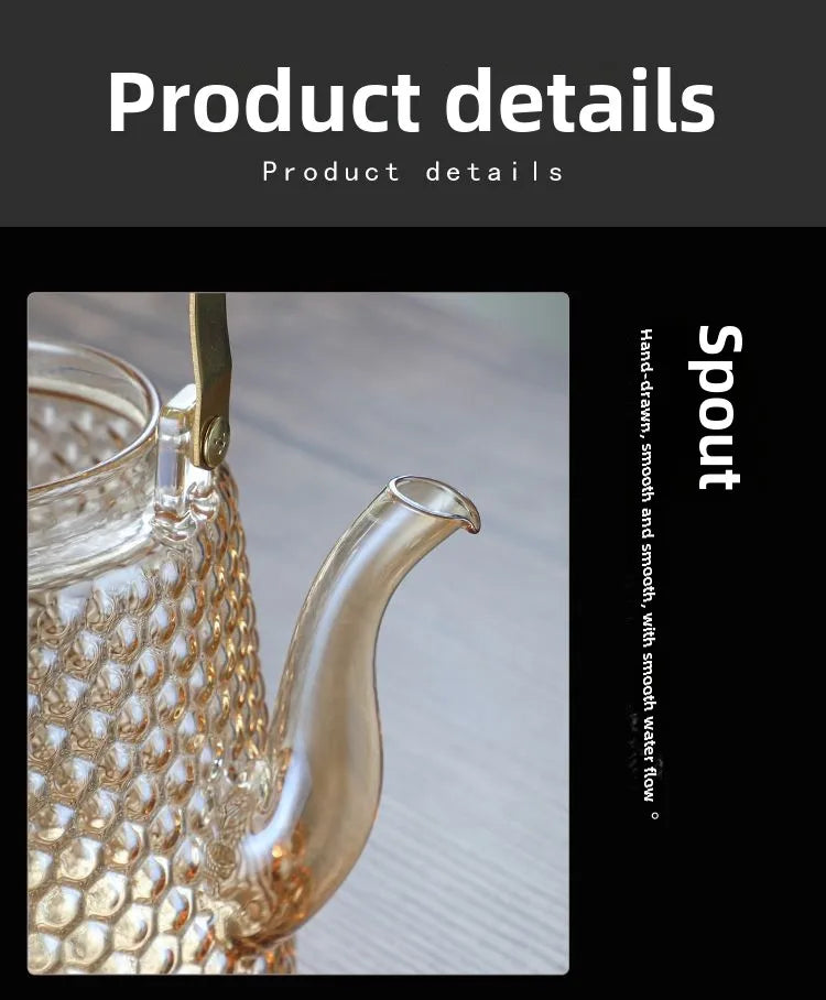 Hammer Japanese beam pot copper handle retro boiling teapot large capacity large hole sky pot high borosilicate glass teapot