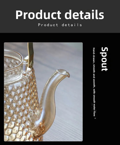 Hammer Japanese beam pot copper handle retro boiling teapot large capacity large hole sky pot high borosilicate glass teapot