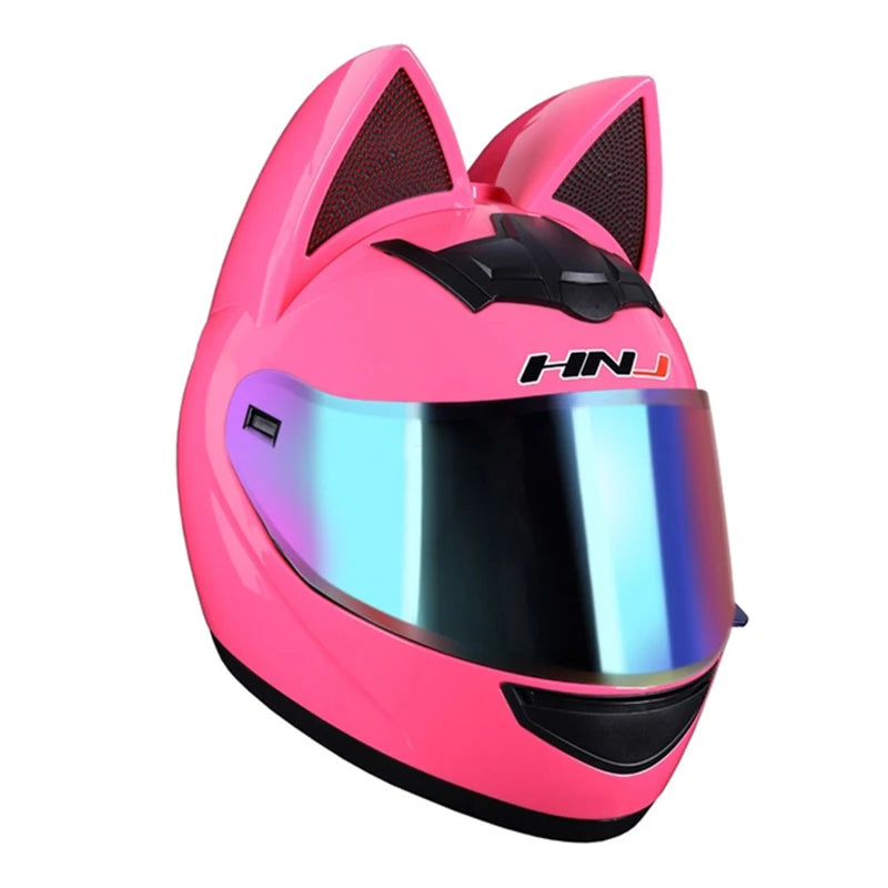 Capacete Casque Moto Motorcycle Full Face Helmet Women Moto Ear Helmets Personality Motorbike Helmet Cat Ear Helmet Motocross