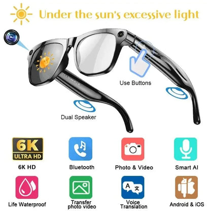 8K HD Smart Glasses AI GPT Camera Bluetooth Call 260Mah Battery Voice Assistant Translate office Identify Objects Smart 2026 New