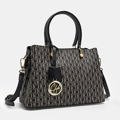 CH Letter Printed Handbag Light Luxury Brand Letter Pendant Design Fashionable and High-quality PU Leather Tote Bag