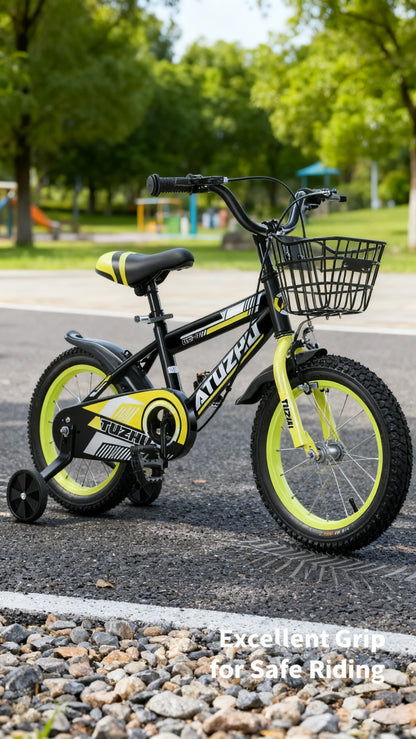 Bright Yellow Sports Style Children's Bicycle - 14 Inch 16 Inch 18 Inch Pedal Bikes for Boys And Girls Aged 3-9 Years Old