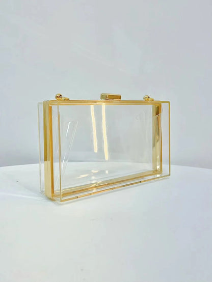 2025 New Clear Acrylic Small Flap Shaped Bags Women Trendy Chain Shoulder Crossbody Bags Women's Niche Design Novelty Purse