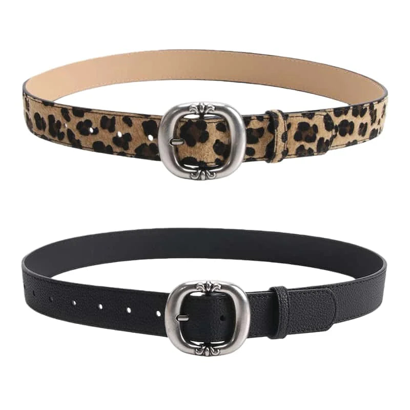 Leopard Print Belt Women's Fashion Casual Versatile Jeans Accessories Girdle Gothic Retro Pu Leather Pin Buckle Waistband