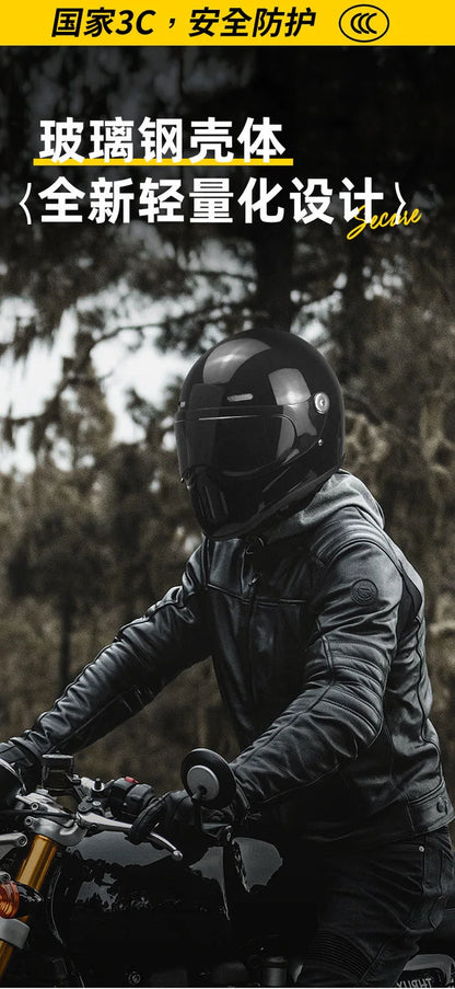 C-Ridng Genuine Carbon Fiber Adventure DOT Certified Modular Design Style Full Face Motorcycle Helmet with Dark Detachable Lens