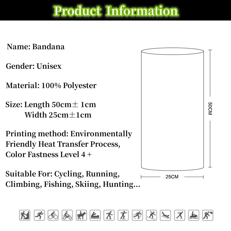 2024 New Green Bandanas Future Geometry Design Sports Headbands For Woman Man Balaclava Funny Face Mask Cycling Neck Scarf