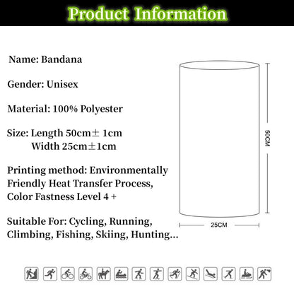 2024 New Green Bandanas Future Geometry Design Sports Headbands For Woman Man Balaclava Funny Face Mask Cycling Neck Scarf