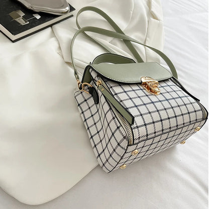 Women Trendy Flap Shoulder Bag PU Leather Crossbody Bag Simple Plaid Designer Messenger Bag Small Purse and Handbags Pouch