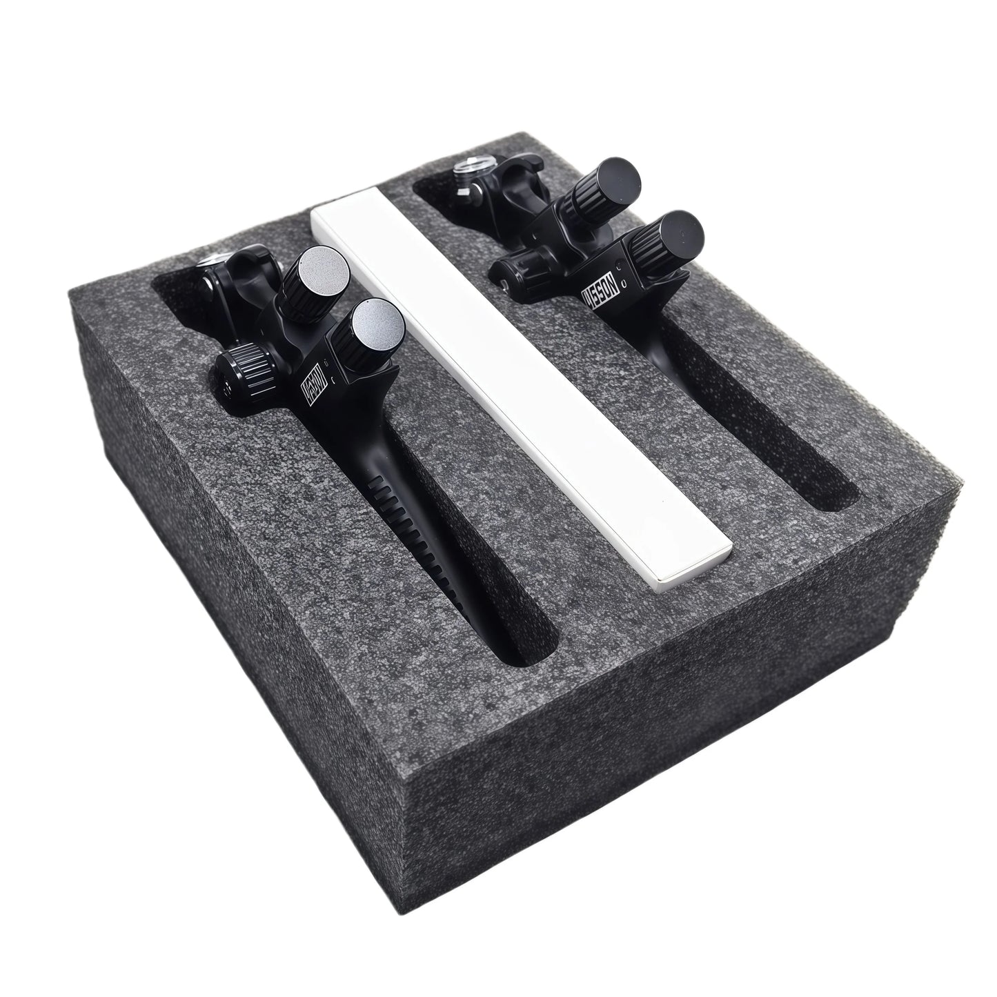 2PCS Black Spray Guns with Transparent Cups 1.3mm Basecoat 1.4mm Clearcoat HVLP for Auto Painting Aluminum Body
