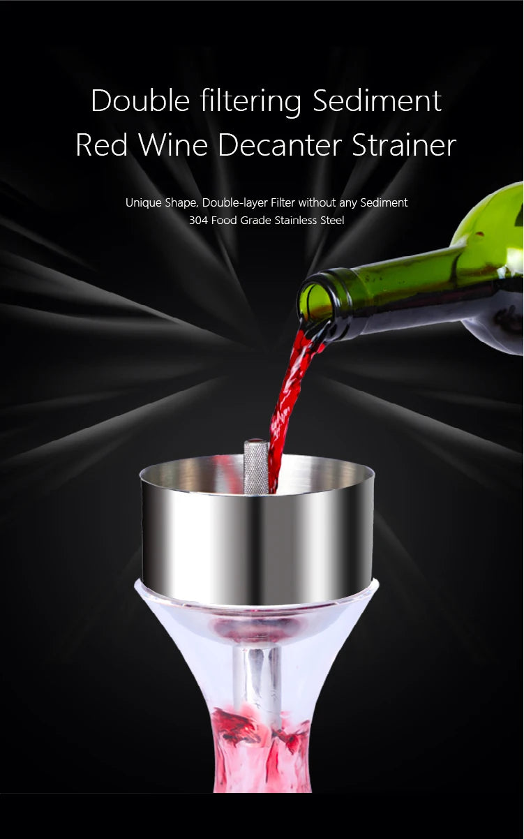 Stainless Steel Wine Shower Funnel with Sediment Strainer, Wine Aerator