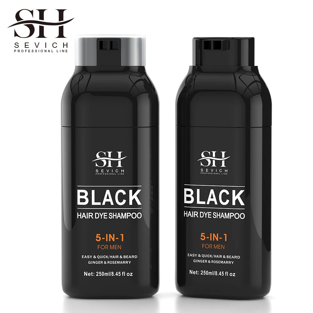 Sevich Hair Dye Shampoo 5 In 1 For Men Black Hair Dye Shampoo Beard Color Dye Cream To Cover Gray White Hair Darkening Shampoo