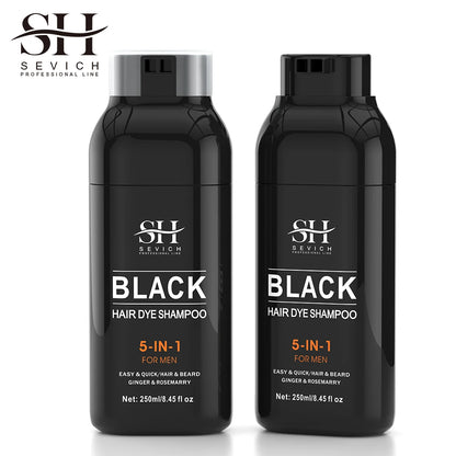 Sevich Hair Dye Shampoo 5 In 1 For Men Black Hair Dye Shampoo Beard Color Dye Cream To Cover Gray White Hair Darkening Shampoo