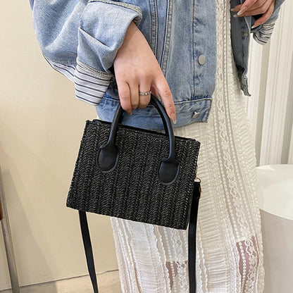 Summer Net Red Grass Woven Bag Crossbody Bag New Fashion Japanese Small Fresh Flower Woven Handbag Shoulder Bag