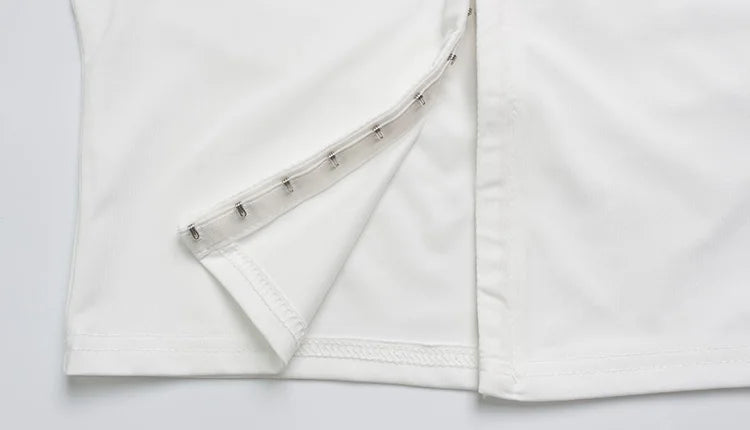 CNYISHE Lace Buckle Women Sets Fashion Cool Half High Collar Short Sleeve Sheath Chic Tees Solid Female Suits Trendy Sexy Pants