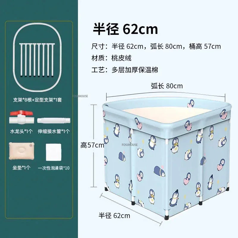 Household Triangular Bathtub Foldable Bath Bucket Swimming Pool Dual-use Portable Steam Sauna Fan-shaped Bath Barrel