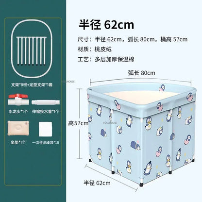 Household Triangular Bathtub Foldable Bath Bucket Swimming Pool Dual-use Portable Steam Sauna Fan-shaped Bath Barrel
