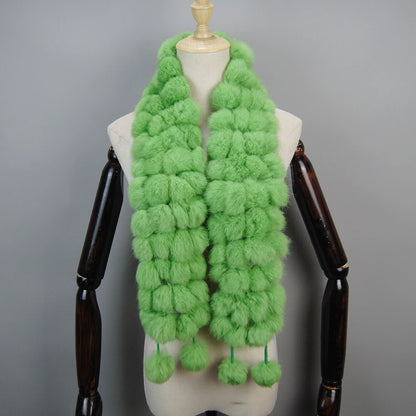Women Winter Warm Real Rabbit Fur Scarf Hot Sale Natural Rabbit Fur Muffler 2025 Lady 100% Genuine Fur Scarves Wholesale Retail