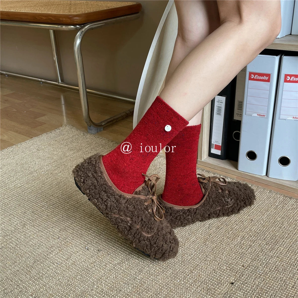 SP&CITY Colored Dotted Sheep Woolen Socks Women's Winter Warm Keeping Middle Tube Socks Casual Thick Korean Fashion Stockings