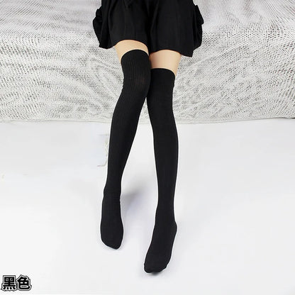 Women Long Socks Cashmere Women Boot Solid Wool Thigh Stocking Skinny Casual Cotton Over Knee-High Fluffy Female Long Knee Sock
