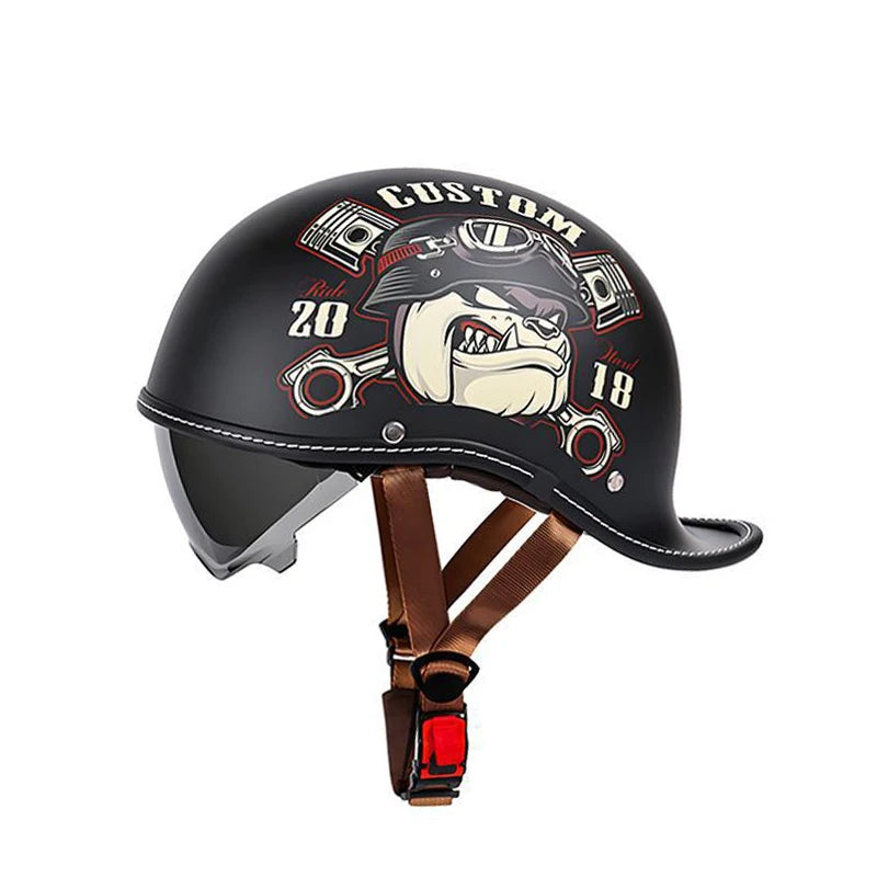 Retro helmet cocked tail motorcycle helmet for men and women Four Seasons Prince cruise helmet riding personality half helmet.
