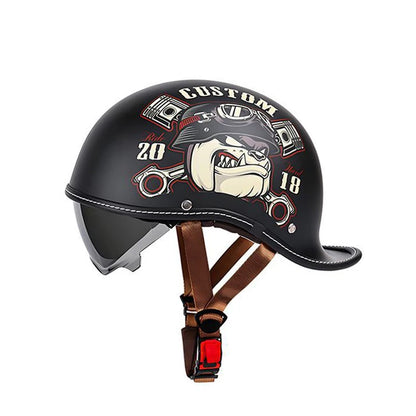 Retro helmet cocked tail motorcycle helmet for men and women Four Seasons Prince cruise helmet riding personality half helmet.