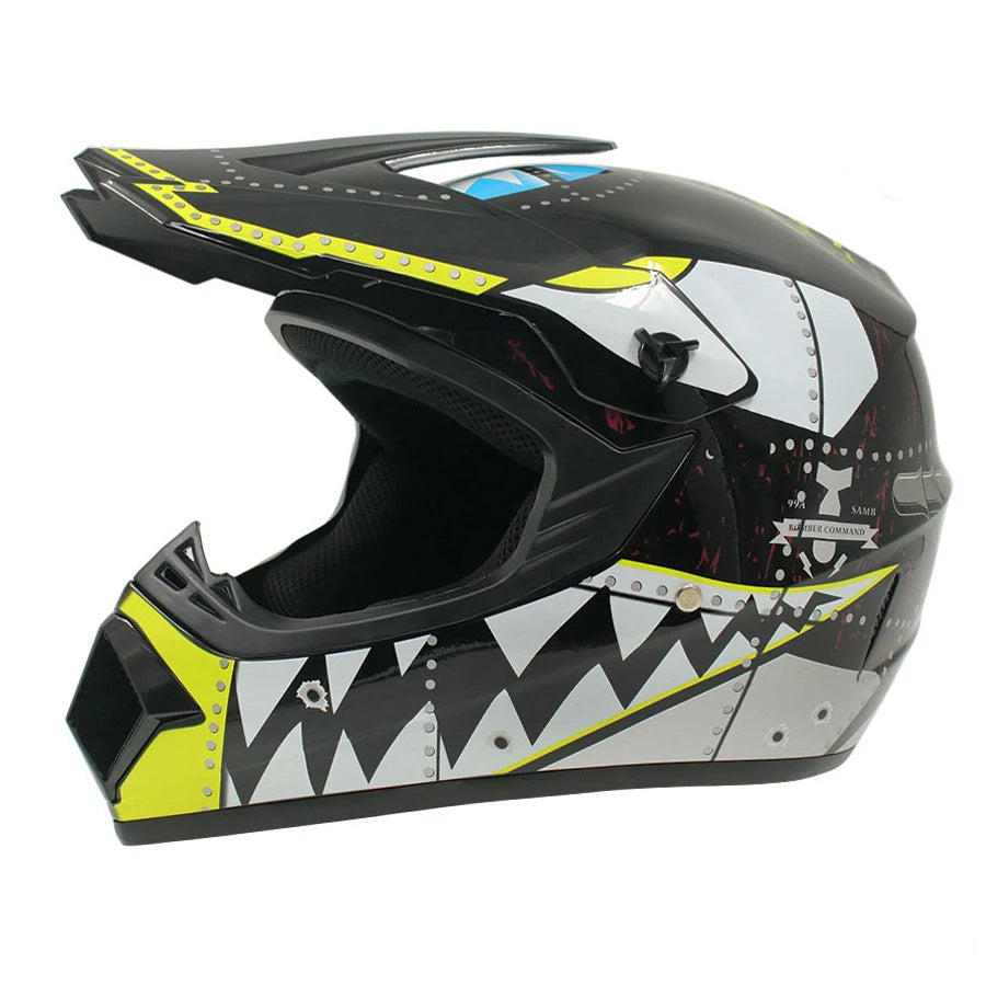 Motocross and Off-Road Helmet Set - Extreme Youth Challenge Full Helmet, Goggles, Gloves, and Protective Gear