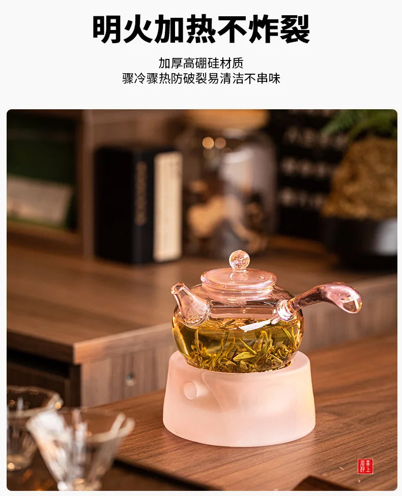 High Borosilicate Glass Teapot Thickened High Temperature Resistance Side-handle Pot Small Household Anti-scald Green Tea Teapot