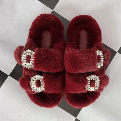Summer Women Mink Fur Slippers Woman Luxury 2026 Women's Sandals Outdoor Fashion Casual Shoes Fur Mule Shoes Opentoed Slides